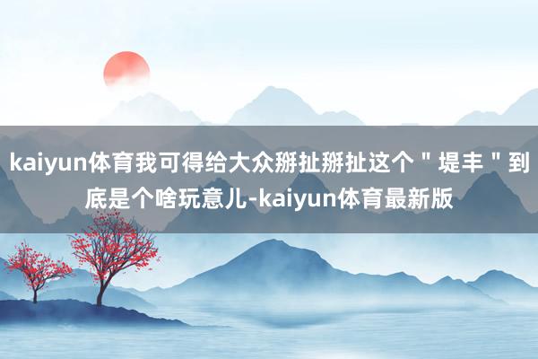 kaiyun体育我可得给大众掰扯掰扯这个＂堤丰＂到底是个啥玩意儿-kaiyun体育最新版