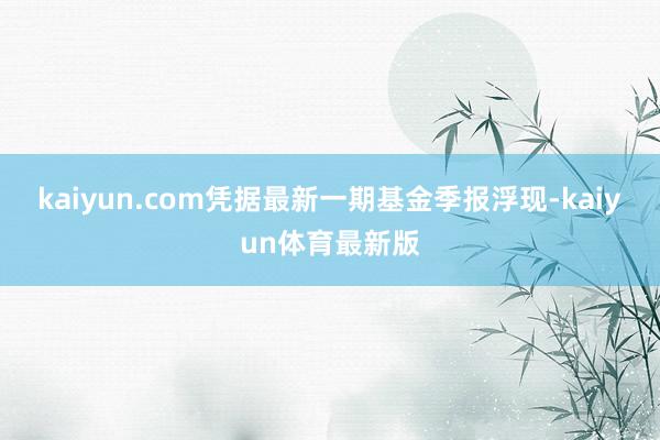 kaiyun.com凭据最新一期基金季报浮现-kaiyun体育最新版