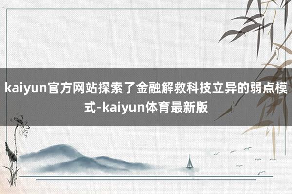 kaiyun官方网站探索了金融解救科技立异的弱点模式-kaiyun体育最新版