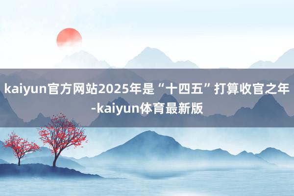 kaiyun官方网站2025年是“十四五”打算收官之年-kaiyun体育最新版