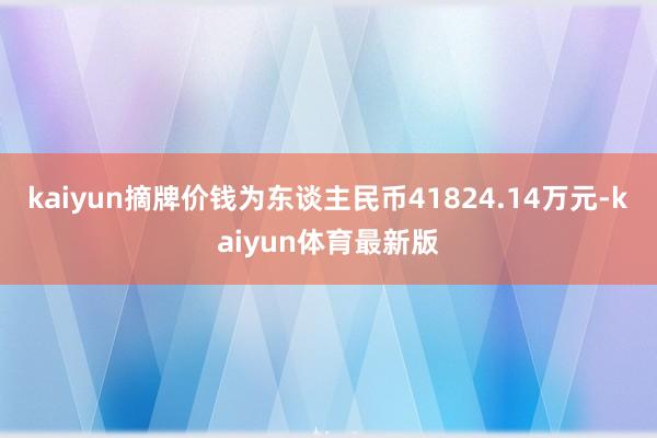 kaiyun摘牌价钱为东谈主民币41824.14万元-kaiyun体育最新版