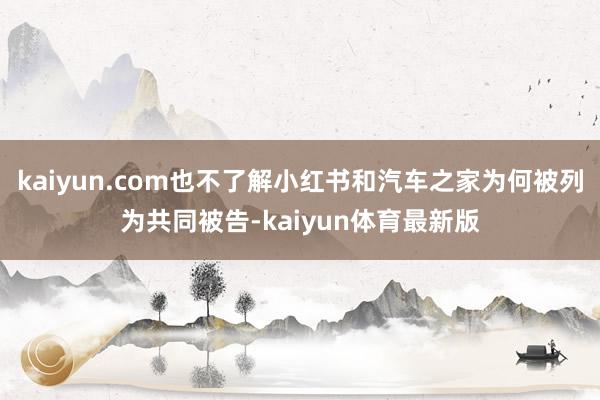 kaiyun.com也不了解小红书和汽车之家为何被列为共同被告-kaiyun体育最新版