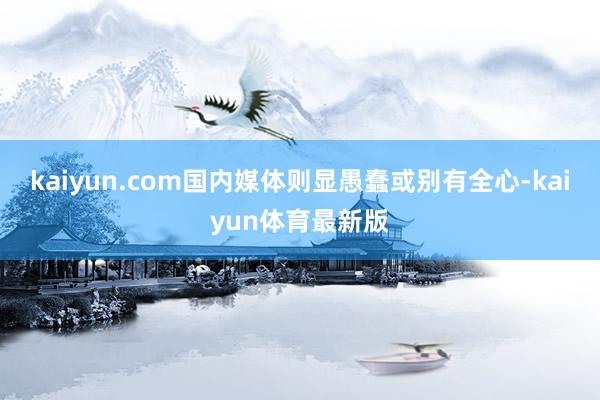 kaiyun.com国内媒体则显愚蠢或别有全心-kaiyun体育最新版